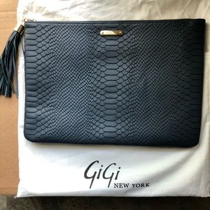 Gigi New York Navy Embossed Python